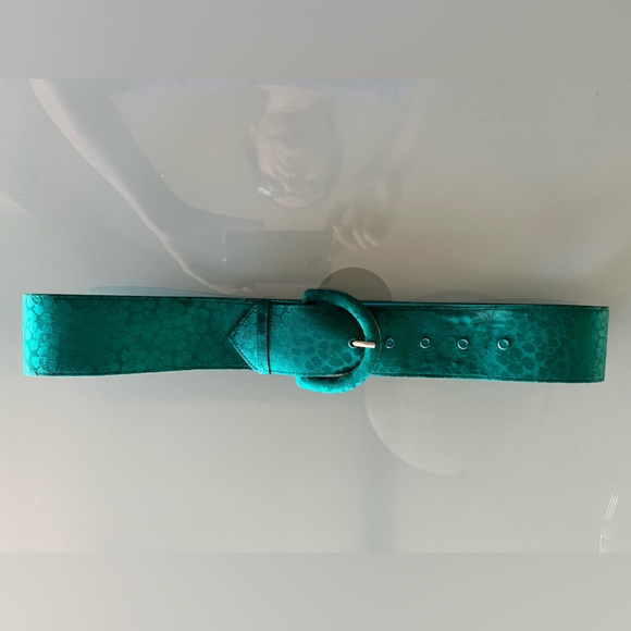Argenti Unique emerald green 100% satin silk belt 2" wide silk buckle 32" waist - Picture 1 of 7
